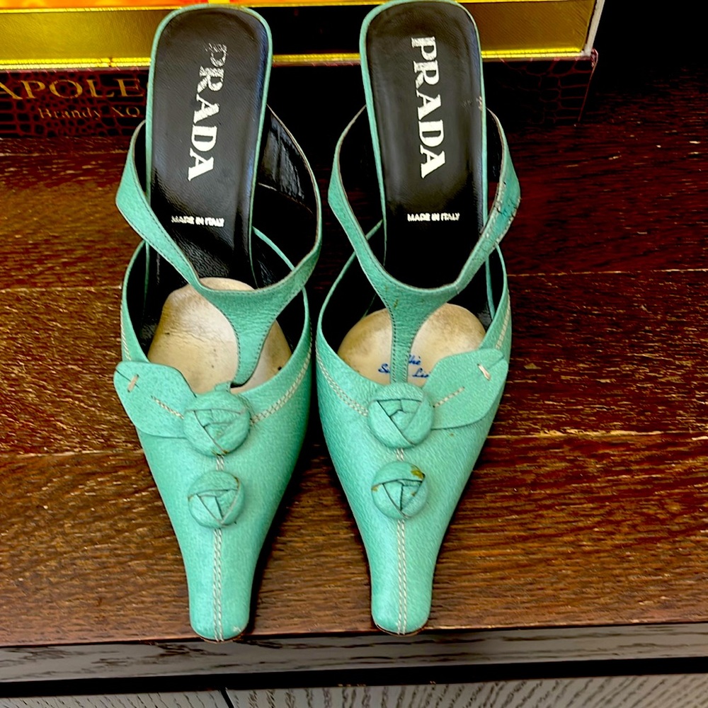 Prada green heels